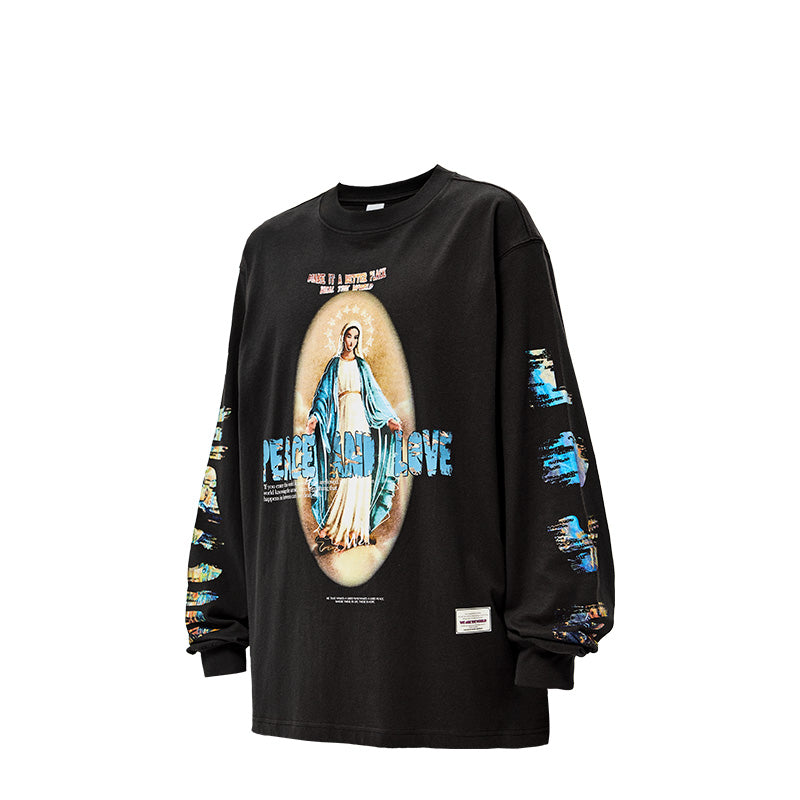 High Street Vintage Print Design Spring New Round Neck Sweater