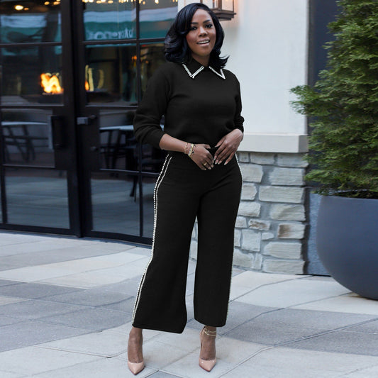 Casual Pearl Double Row Lapel Two-piece Suit