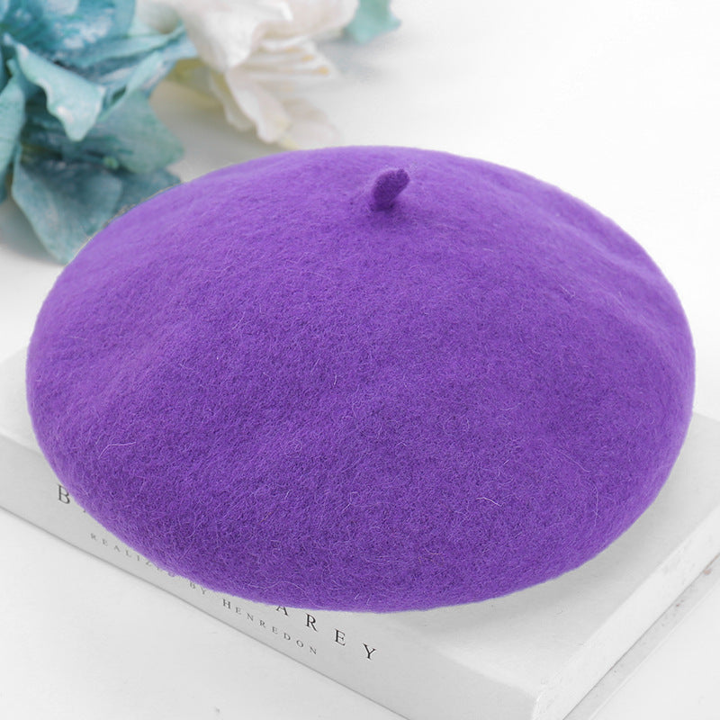 Women's Fashion Casual Solid Color Breathable Wool Tweed Hat