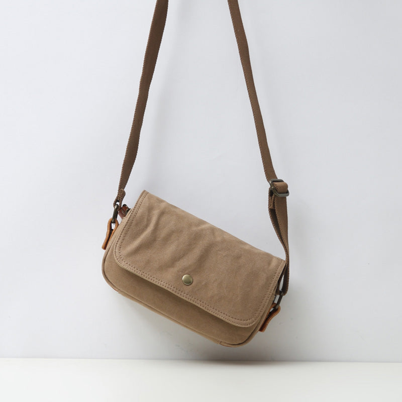 Canvas With Leather Small Single Shoulder Crossbody Bag Female