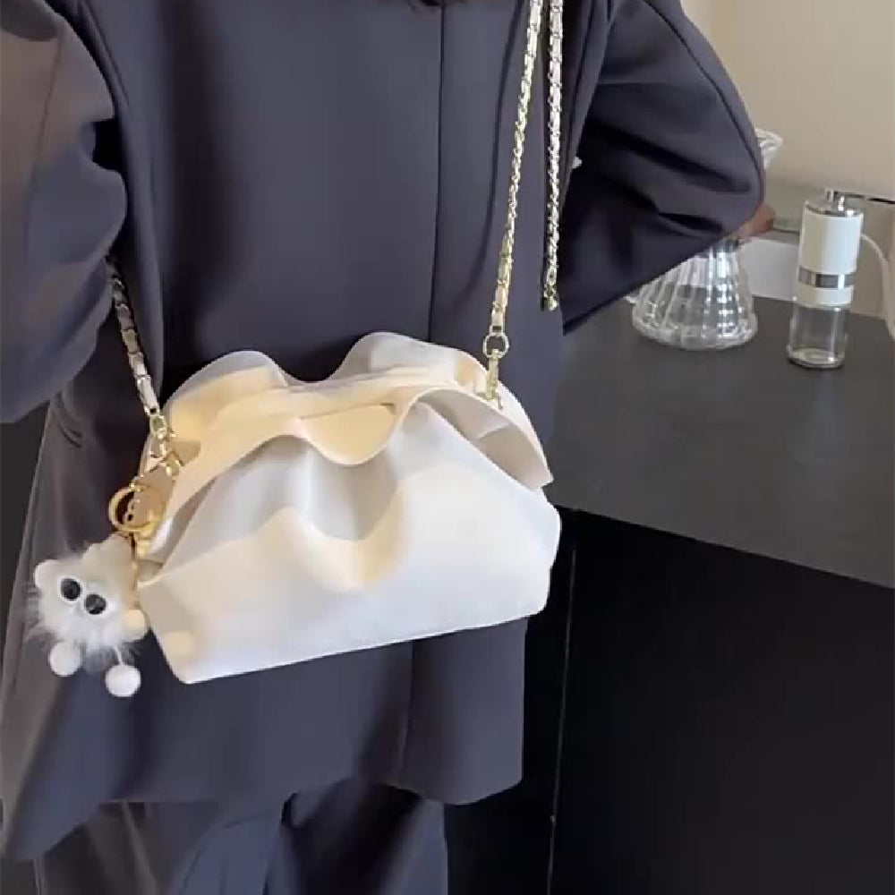 Cloud Trendy Pleated Chain Bag Clip Mouth Shoulder Messenger Bag Underarm Women's