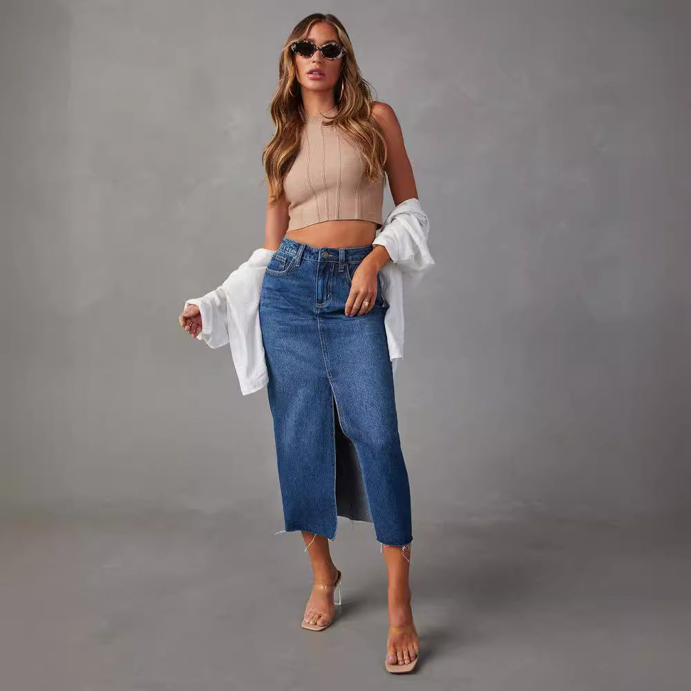 Dame Mode Slankende Denim Nederdel