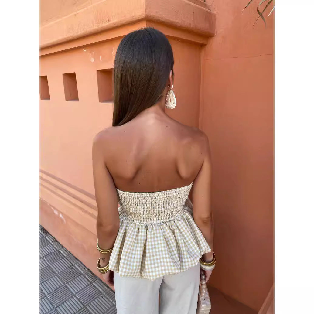 Y2g Tube Top Stitching Sexy Bubble Top