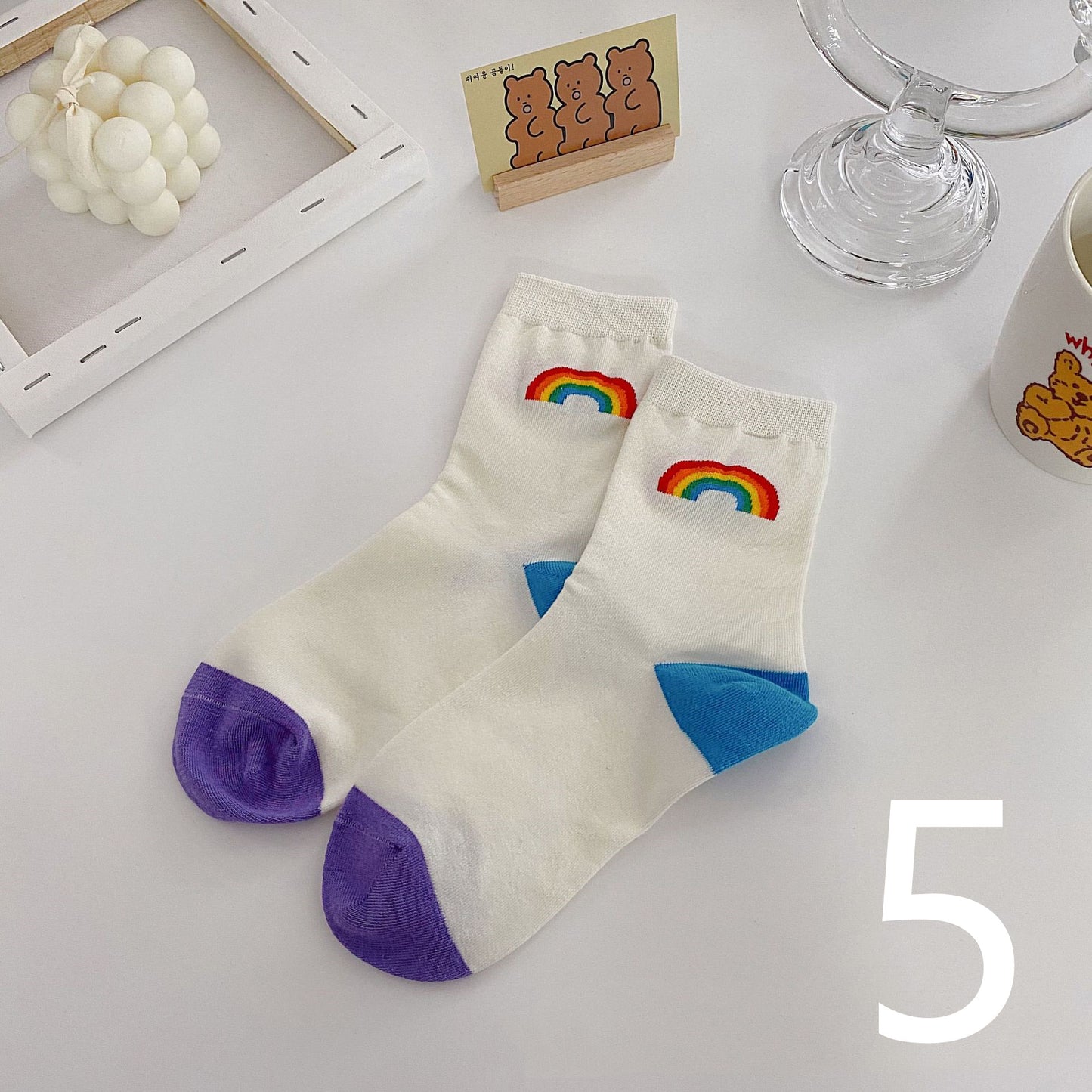 Women's Mid-tube Check Vertical Stripe Socks