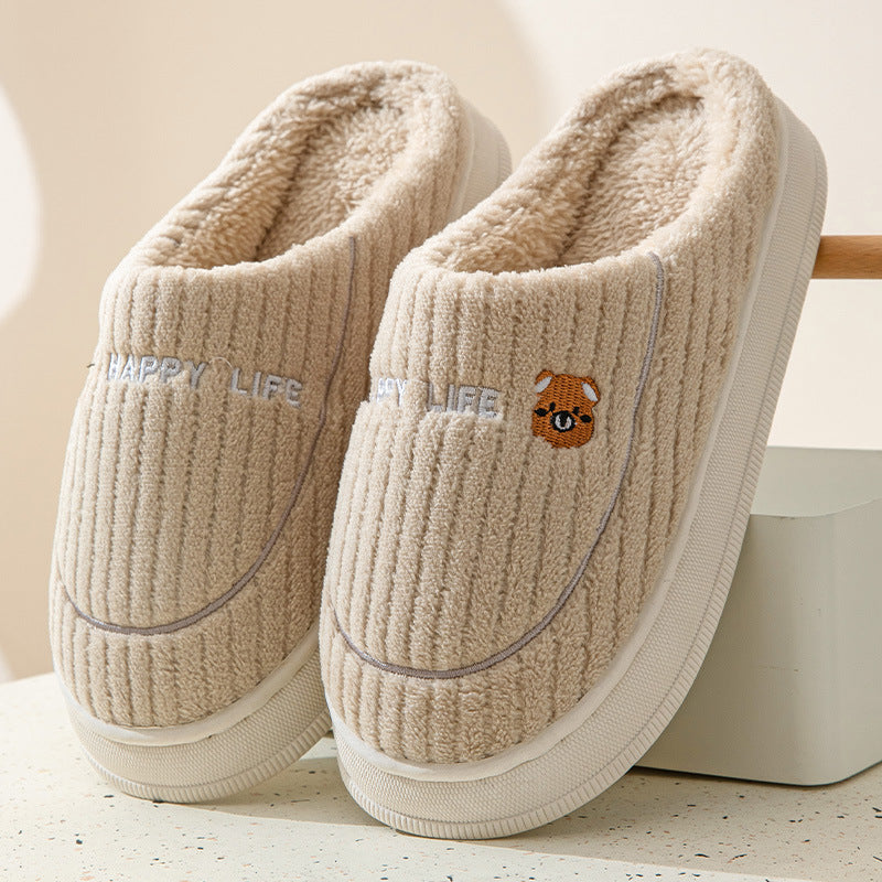 Cotton Slippers Women's Non-slip Platform Interior Home