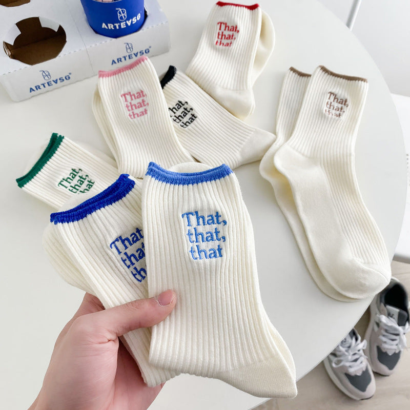 New Women's Cute Letter Embroidery Socks