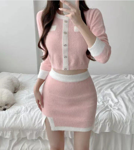 Chanel-style Sweater And Sheath Skirt For Women