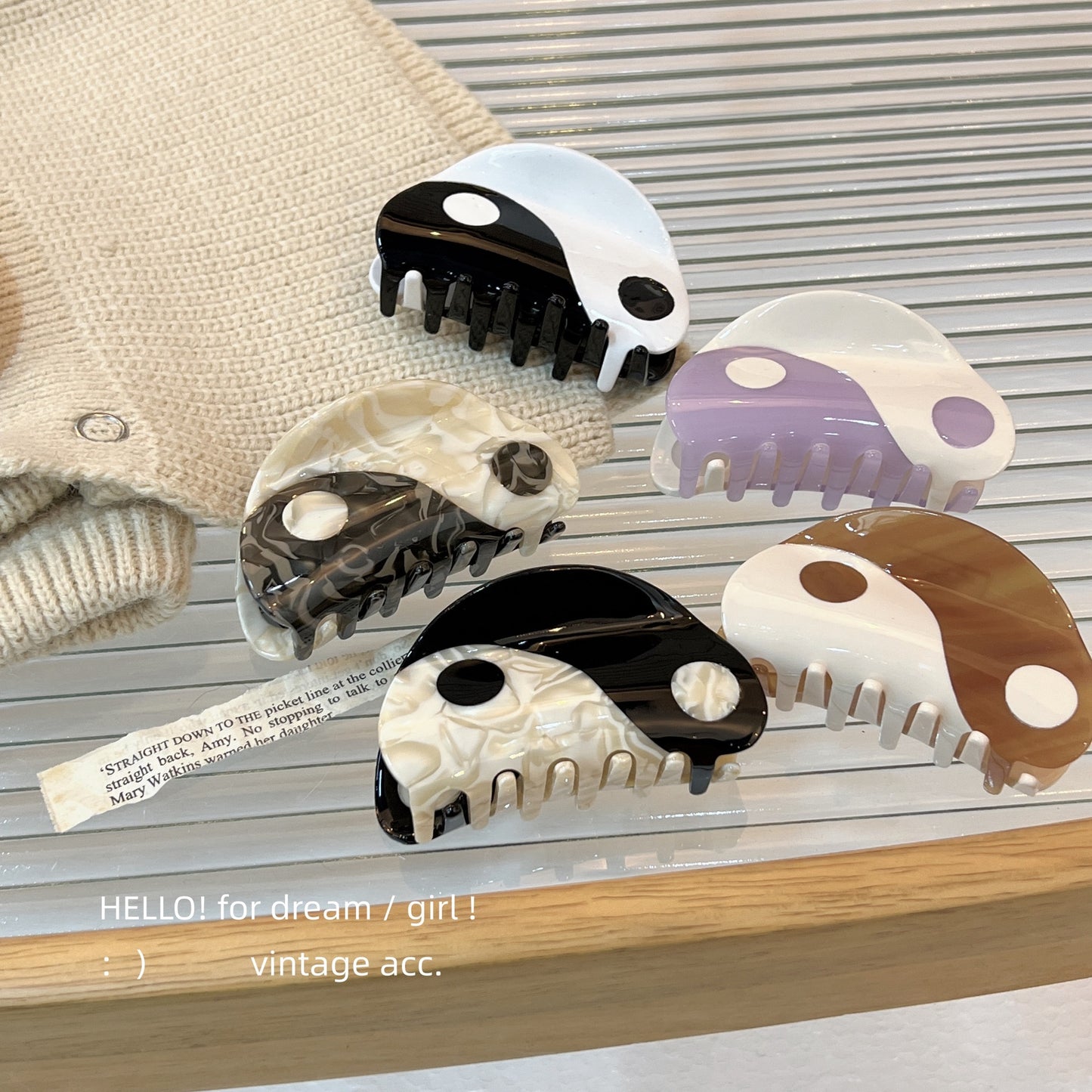 Splicing Acetate Plate Hairpin Korean Style Semi-circle Grab Clip For The Back Of The Head