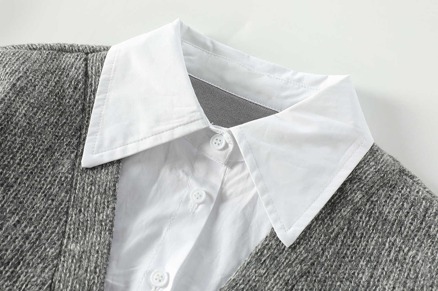 Fake Two Pieces Sweaters Inner Women's Retro Top