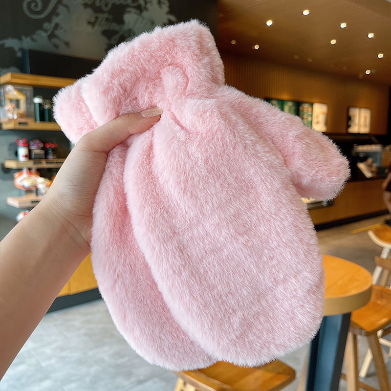 Plush Thickened Warm Plush Gloves Finger Cute Simple White Gloves