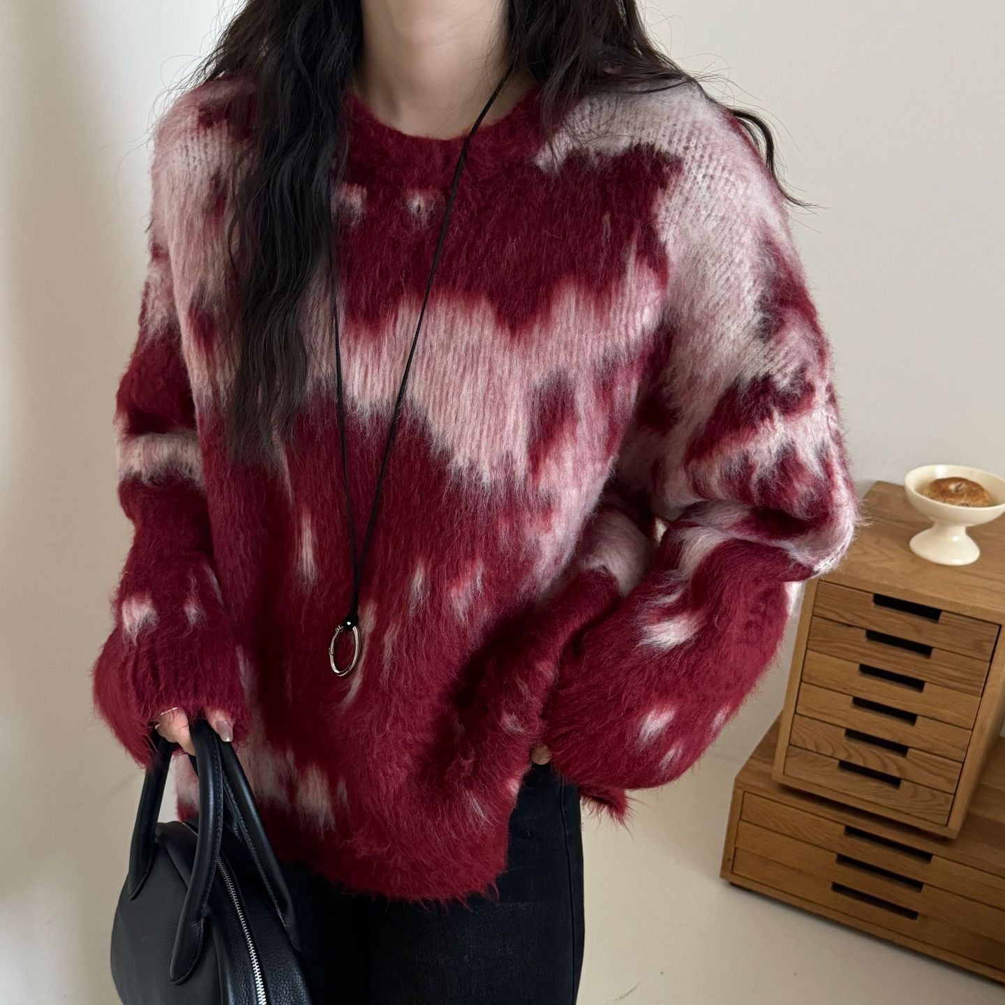 Womens Fashionable Casual Loose-fit Knit Sweater