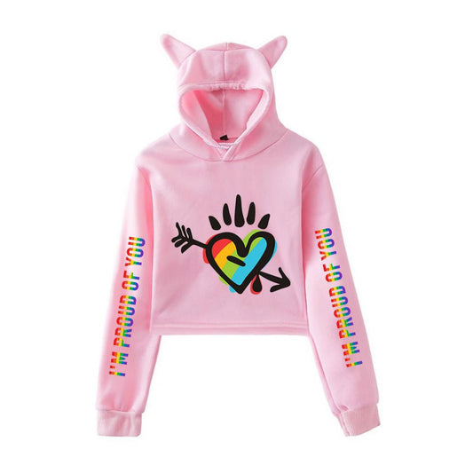 Girl Navel Exposed Cat Ear Sweater