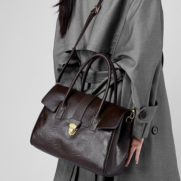 Large Capacity Commuter Portable Vintage Leather Women Bag