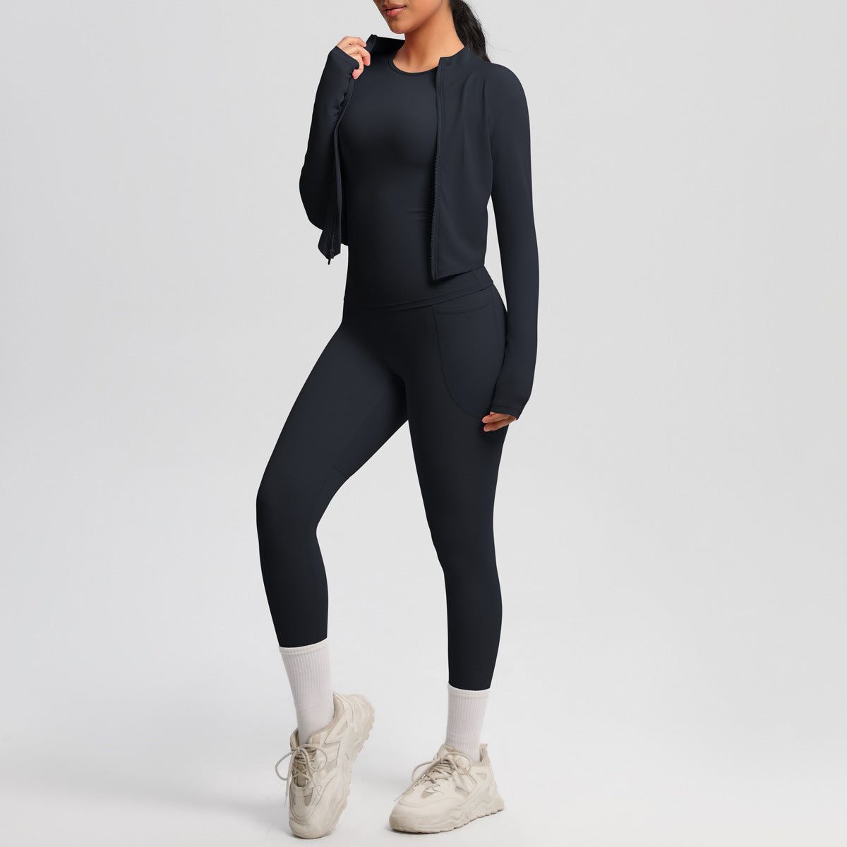Women's Tight Sports Zipper Jacket Slimming Fitness Suit