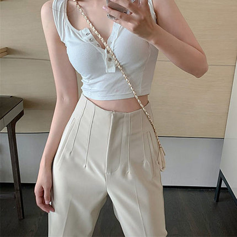 Casual Women's Loose And Slim Fashion High Waist Suit Pants