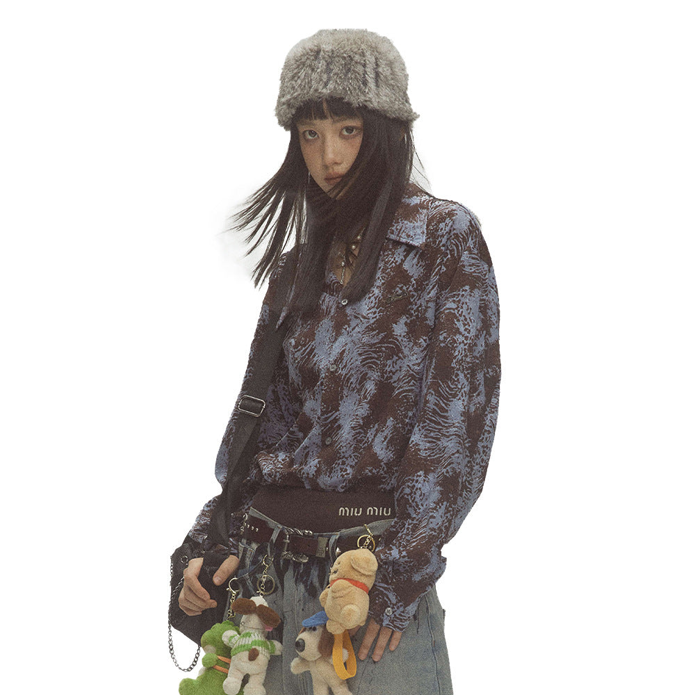 Ink Tie-dye Long Sleeve Loose Shirt Men