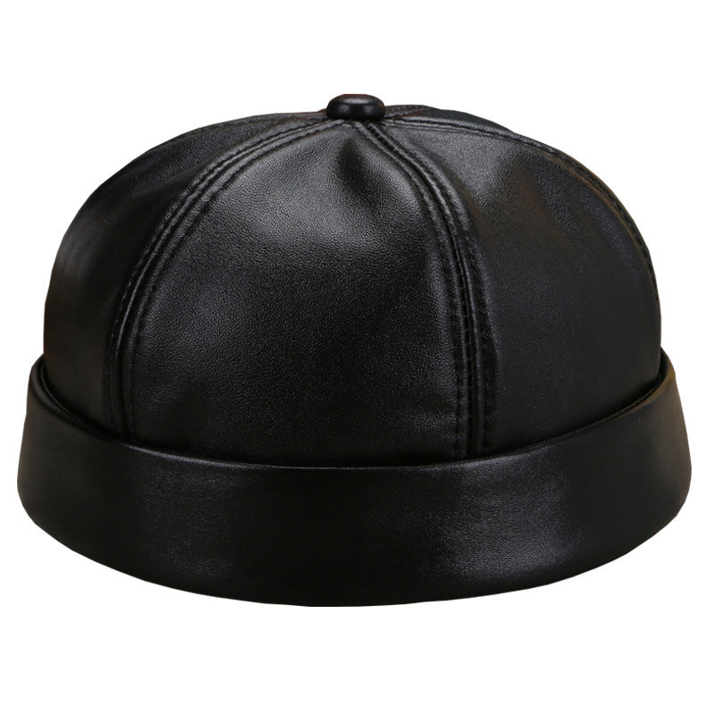 Dome Adjustable Landlord Hat Middle Aged And Elderly Men's Leather Hat
