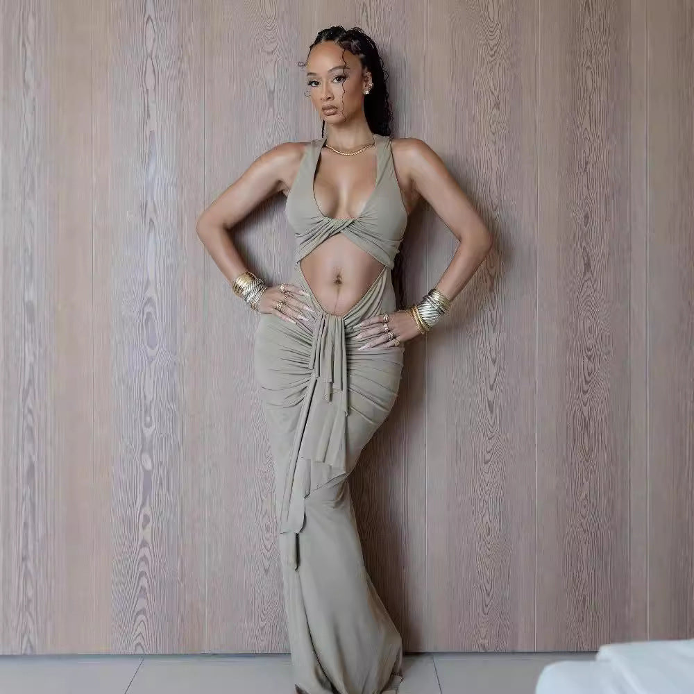 Womens Stylish Sexy Sheer Halterneck Dress