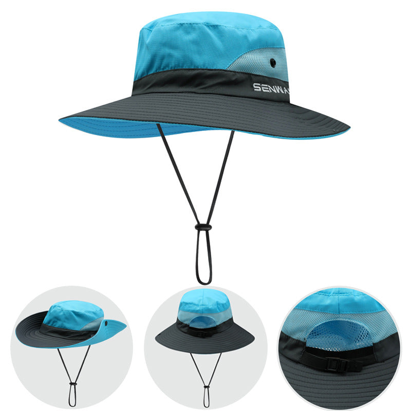 Bucket Hat Women's Summer Outdoor Sun Hat Exposed Ponytail Sun Hat Sun Protection Hat
