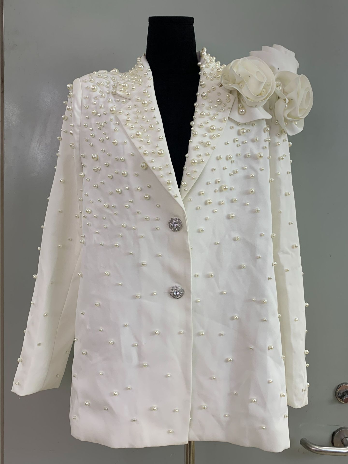 Suit Collar Beaded Single-breasted Three-dimensional Flowers