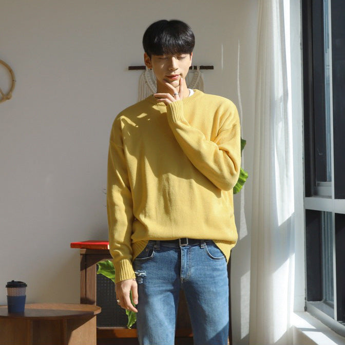 Korean Men's Round Neck Sweater Autumn And Winter