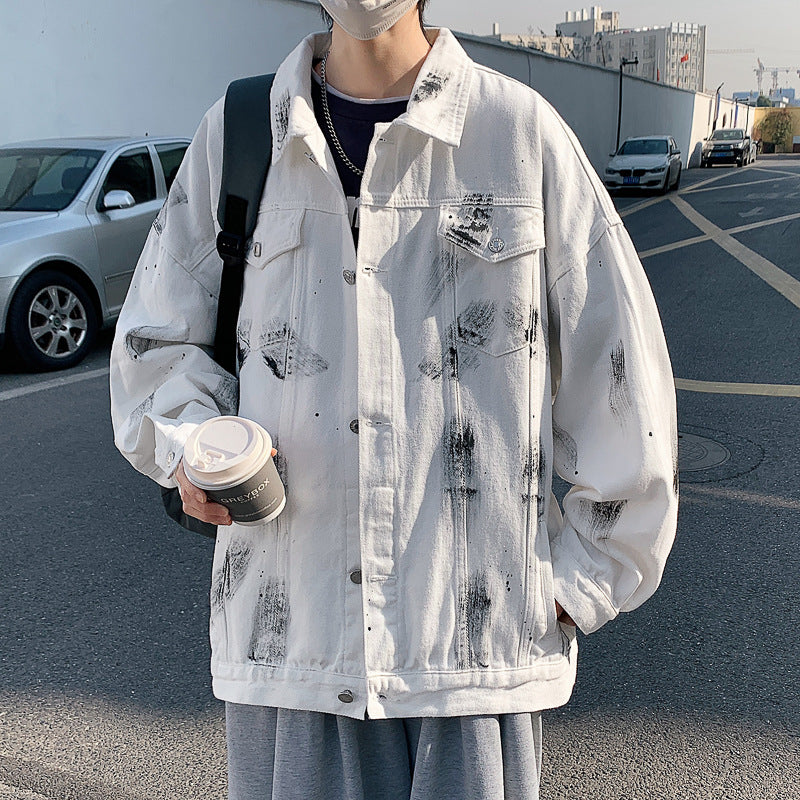 Hong Kong Style Denim Jacket Men's Winter High Street Jacket