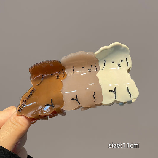 Korean Style Acetic Acid Little Dog Grab Clip Female Lazy Style Ins Clip Headwear