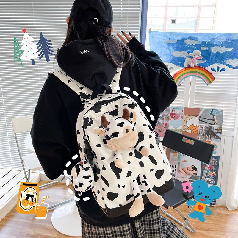 Cartoon Cow Doll Girl's Schoolbag Personalized Backpack