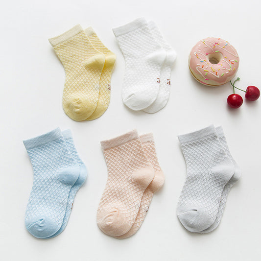 Breathable Solid Color Mesh Baby Socks For Men And Women