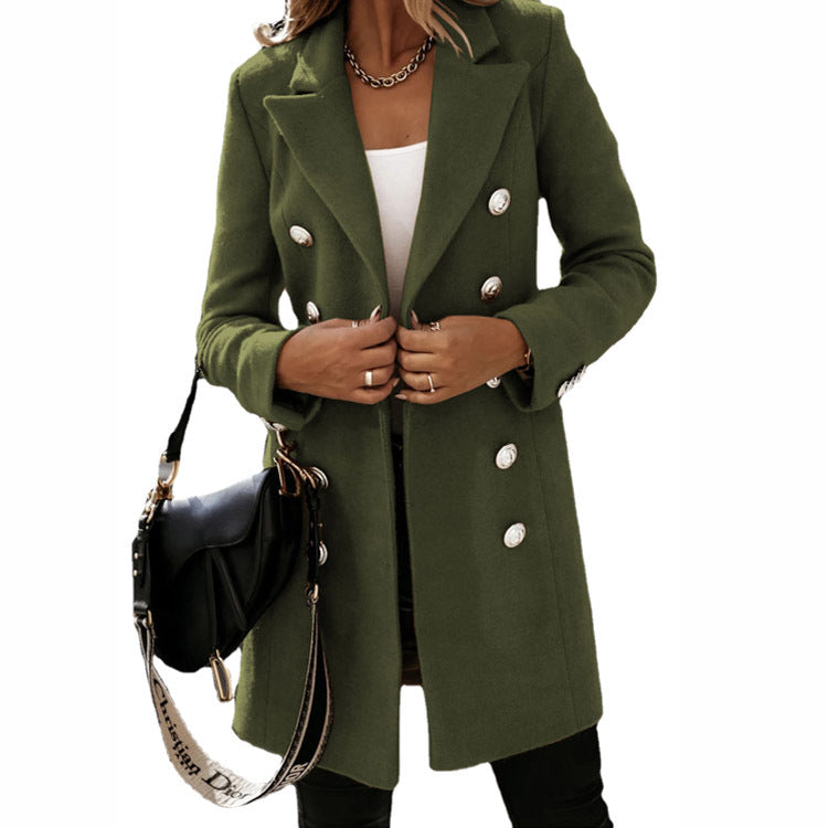 Long-sleeved Suit Collar Double-breasted Coat Coat Women