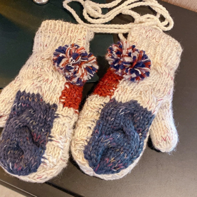 Koreansk version Tykke Fleece Varme Og Kuldesikre Strikkede Uldvanter