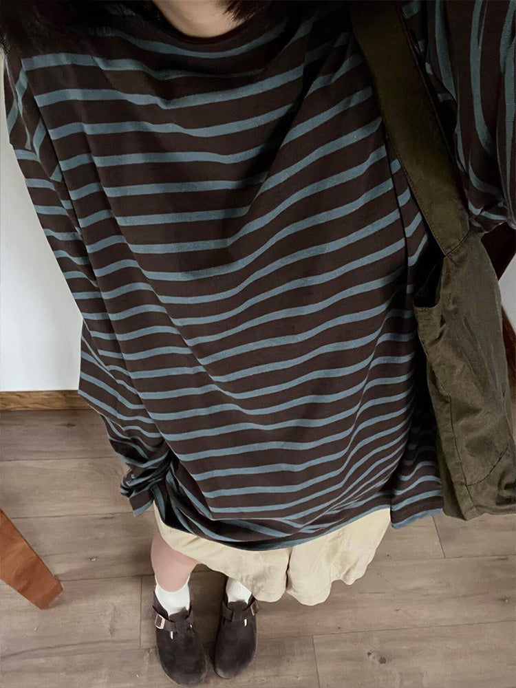 Vintage langærmet stribet T-shirt til inderlag