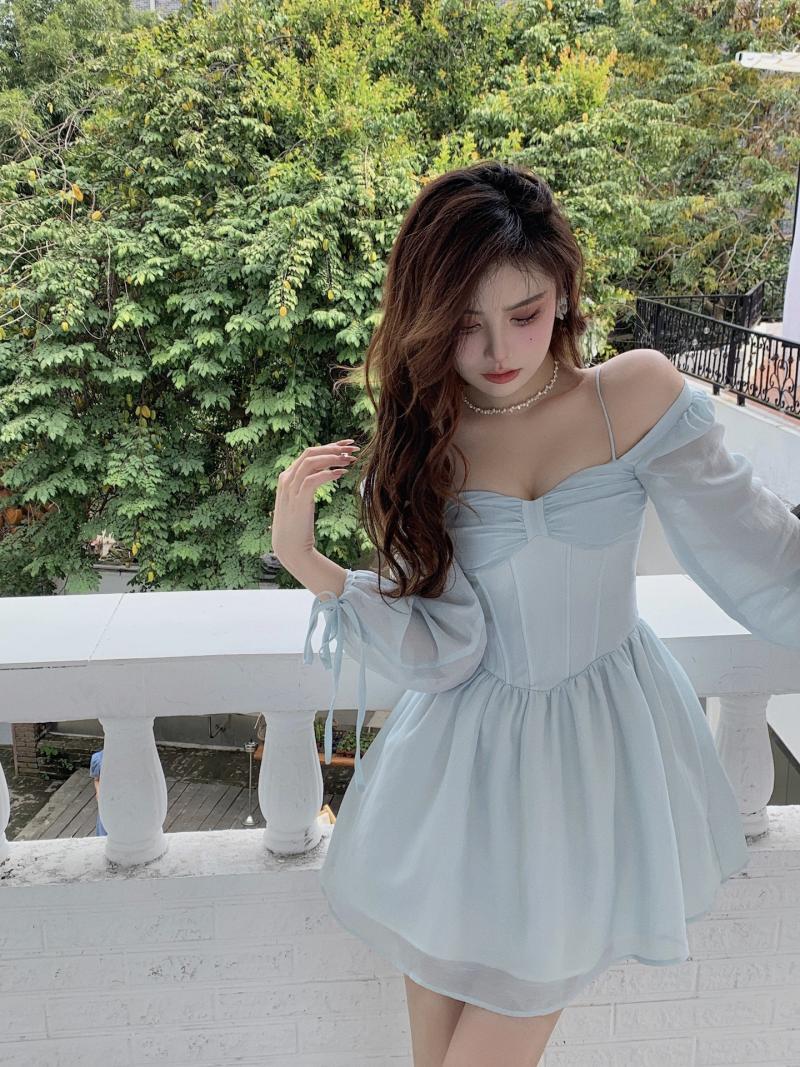 French Retro Long Sleeved Dress For Women