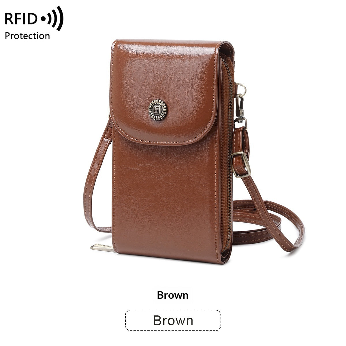 Anti-magnetic Phone Bag Retro Wax Leather Phone Case
