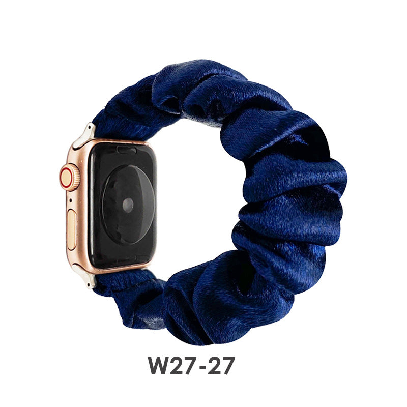 Solid Color Satin Printed Large Intestine Ring Elastic Strap
