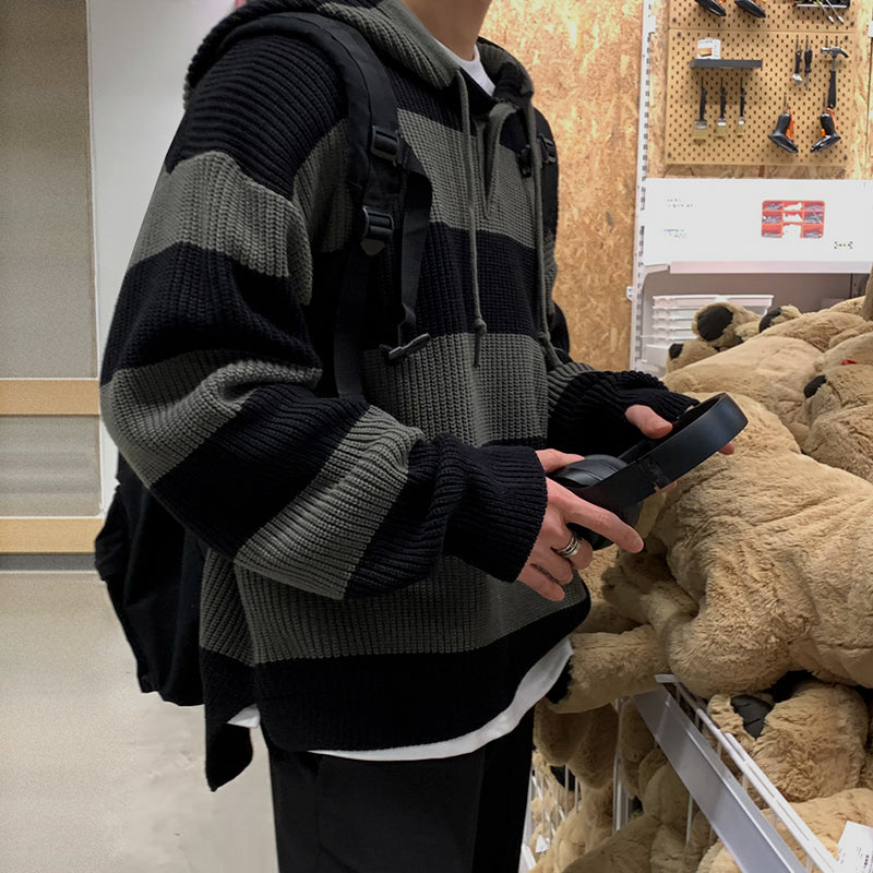 Striped Sweater Men's Autumn Korean Version Loose Trend