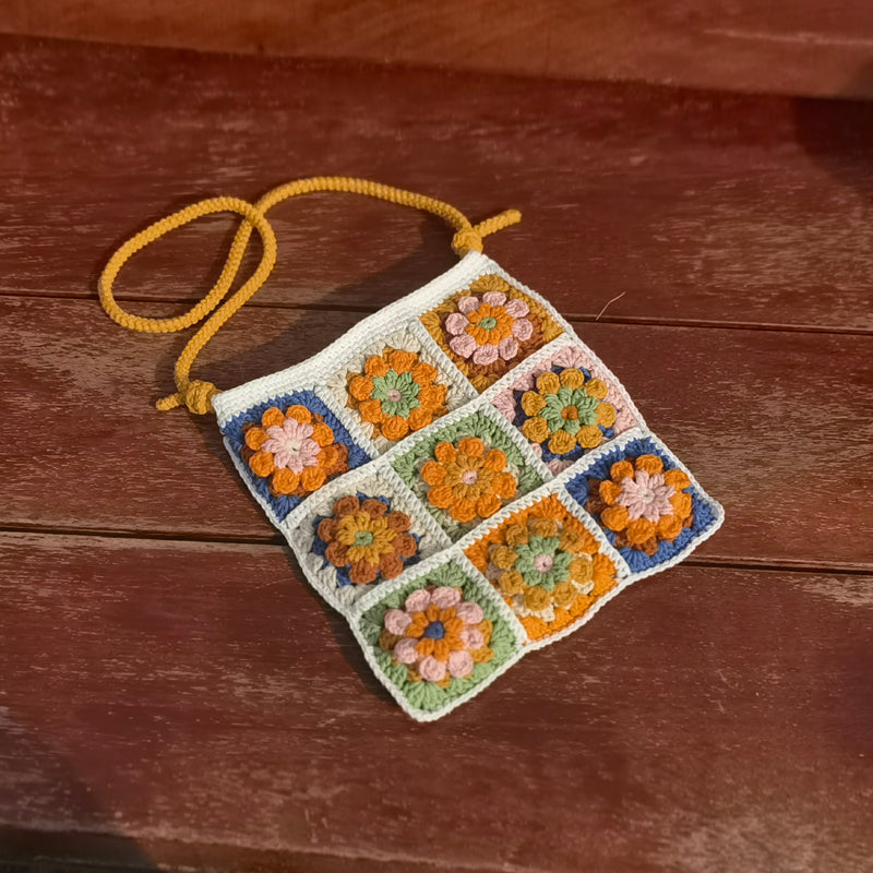 Diy Hand-woven Kaleidoscope Woolen Yarn Bag