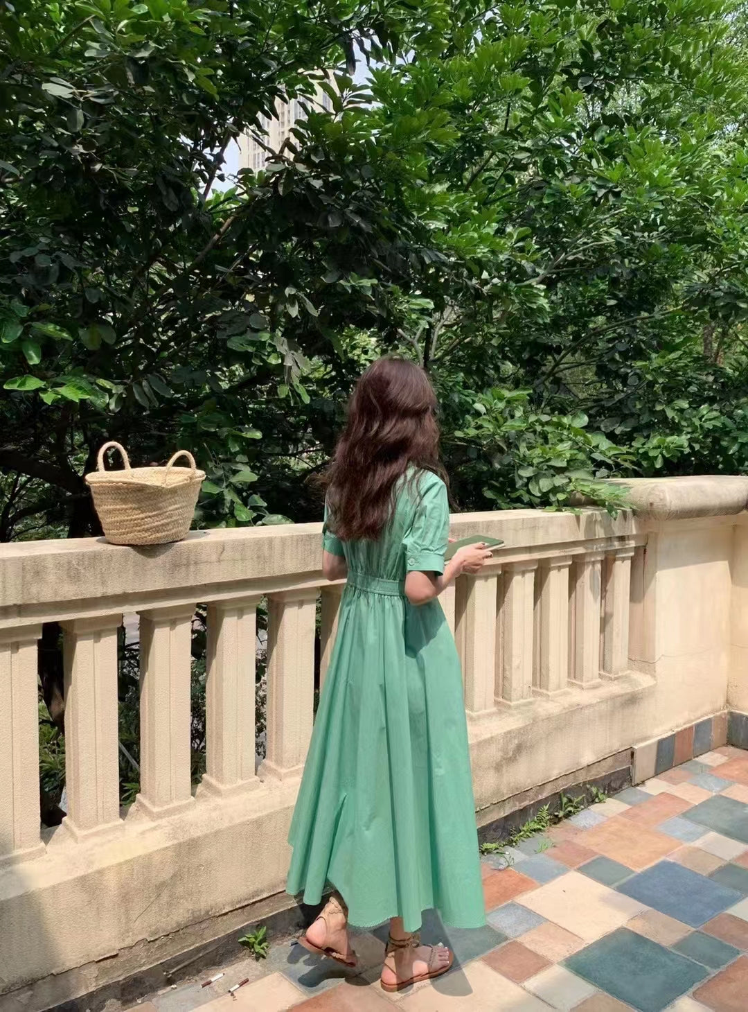 Slim Bubble Sleeve Shirt Style Dress For Women
