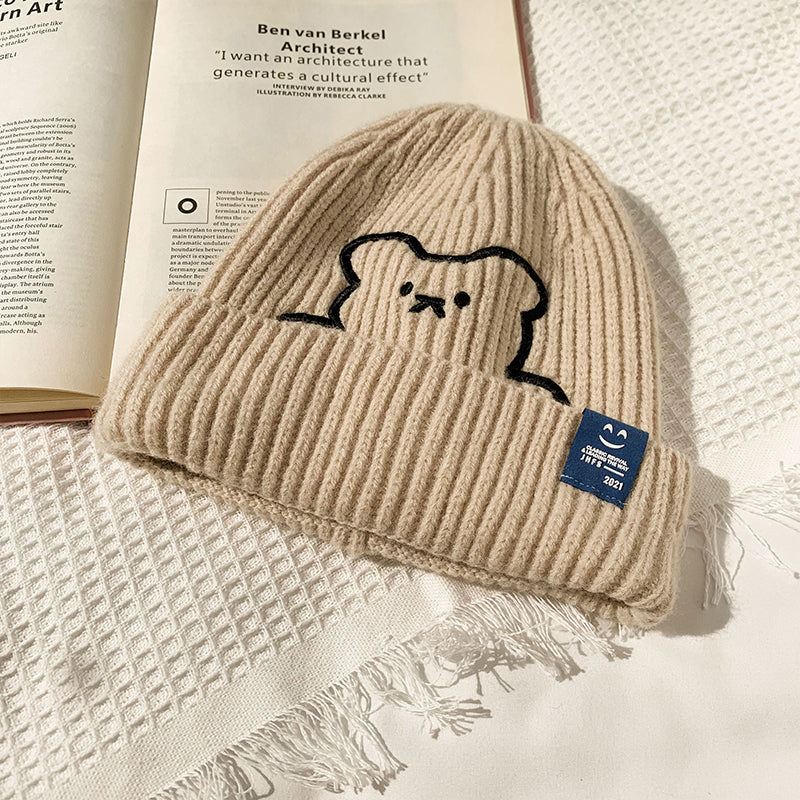 Women's Bear Pattern Knit Jacquard Beanie