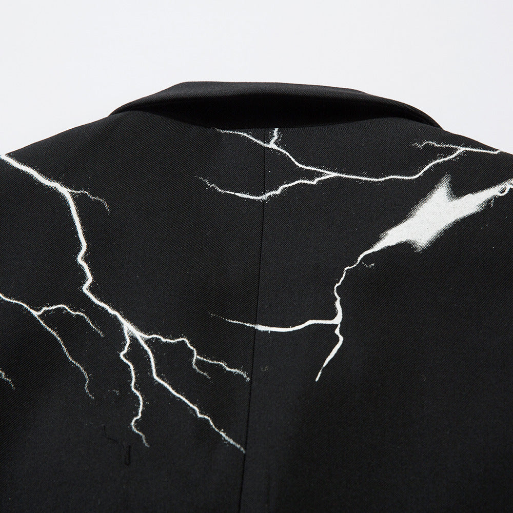 Men's Trendy Fashion Lightning Print Design Sense Niche Suit Jacket