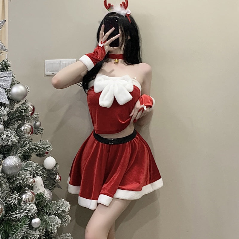 Christmas Clothes Women's Sexy Cos Costume New Year Battle Robe Sweet