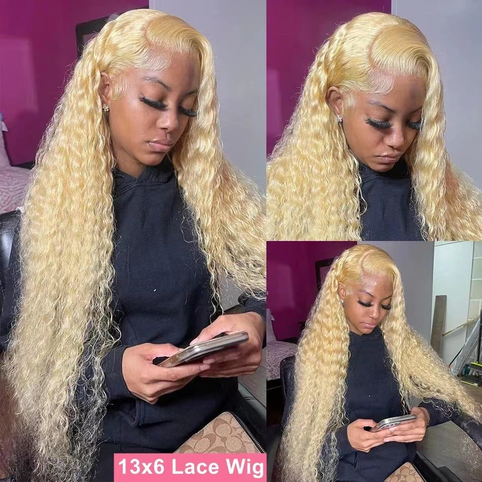 Long Curly Hair Front Lace Full Head Wig