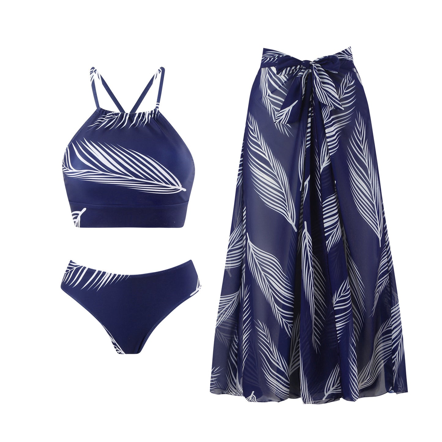 Conservative Three-piece Skirted Bikini Set