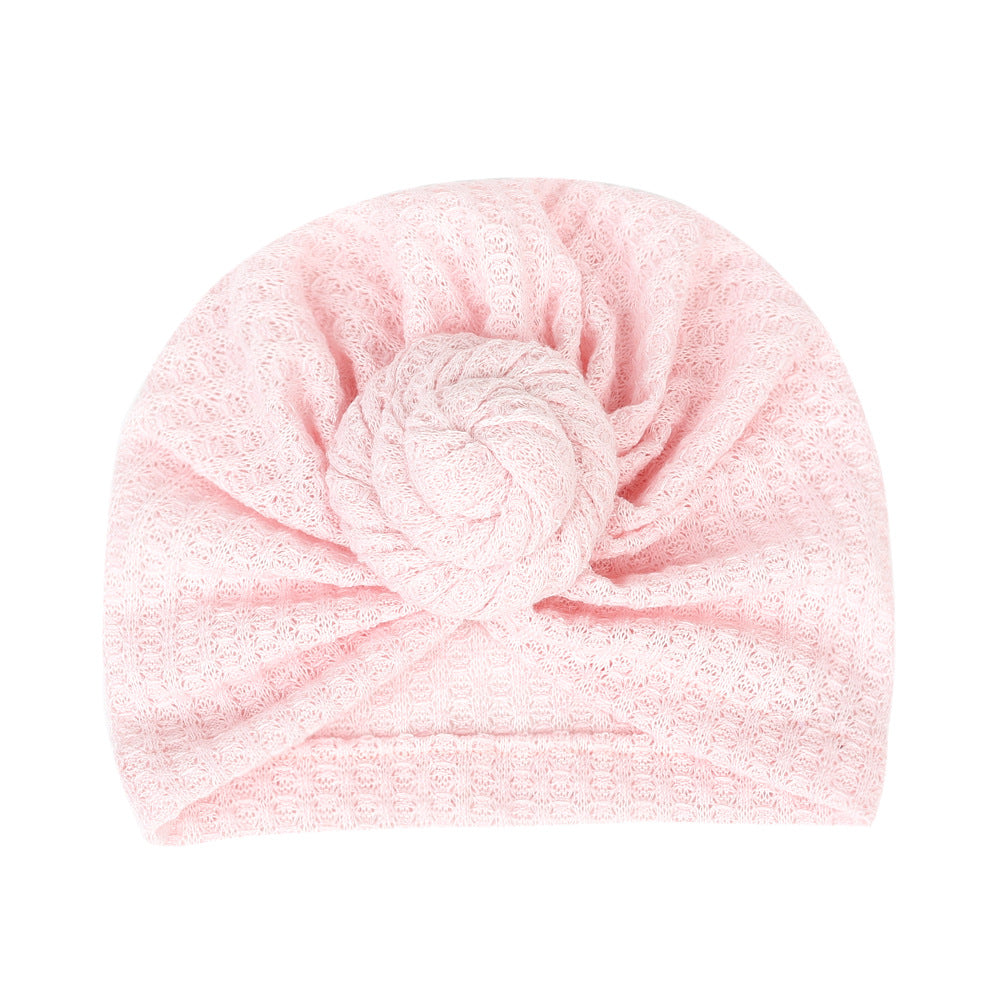 Children's Waffle Solid Color Baby Hat Elastic