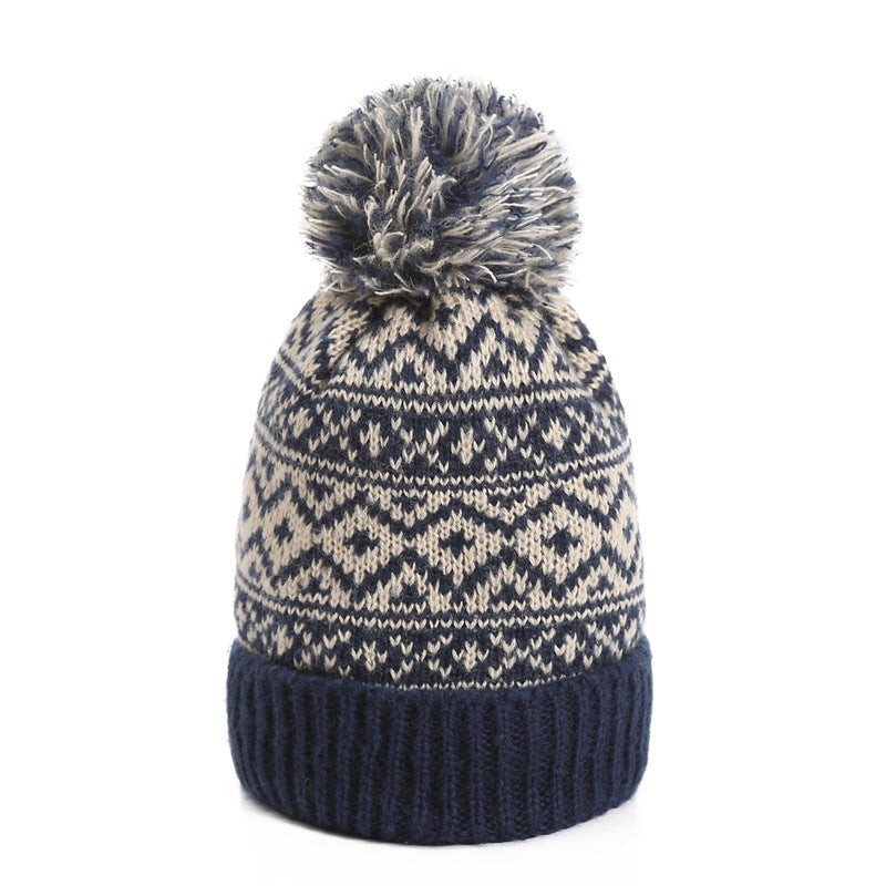 Winter Versatile Diamond Plaid Two-Color Contrast Hat