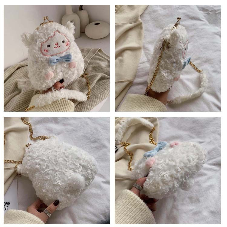 Female Sheep Cute New Chain Plush Diagonal Bag