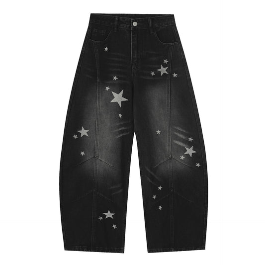 Distressed Scimitar Cotton Pants Jeans