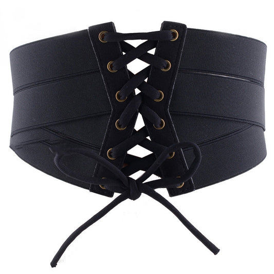 Cross Elastic Waist Repair Tying Rope Wide Belt, Elastic Waistband For Ladies
