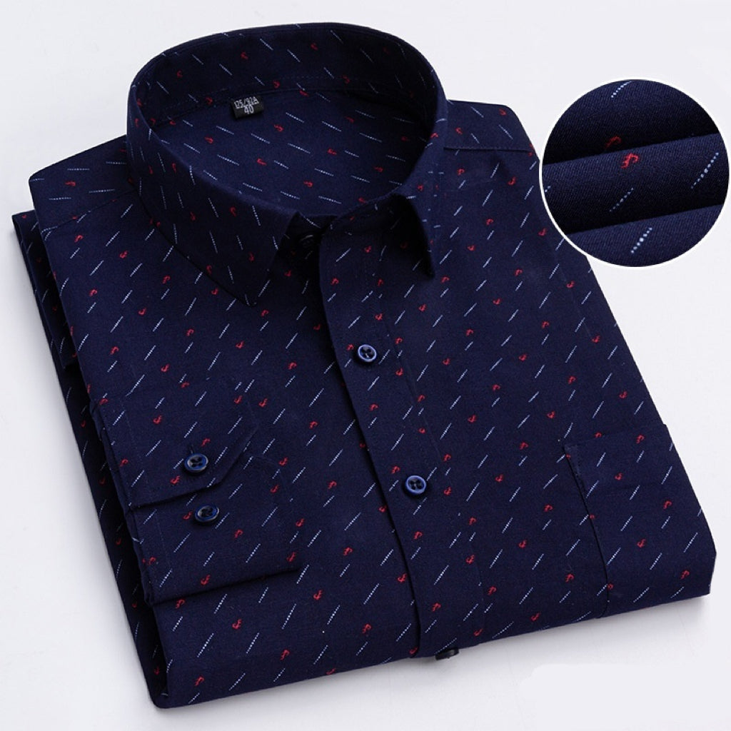 Men's Plaid Long-Sleeve Lightweight Casual Shirt For Middle-Aged And Elderly Men