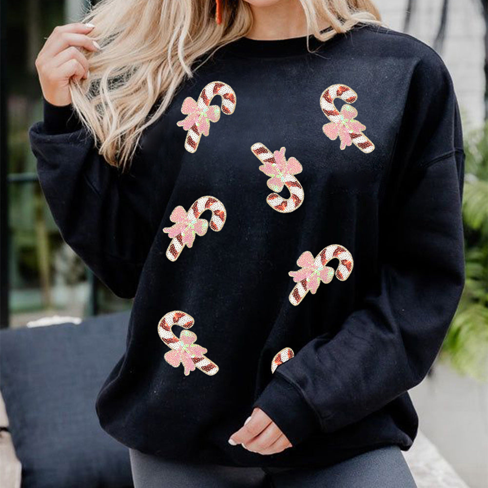 Kvinder Juleslik Pailletter Løstsiddende Afslappet Sweatshirt